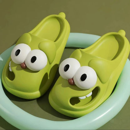 Tongue Kiss Slippers Big Eye Dog Slippers,Cute Funny Big Eye Dog Fun Cartoon Package Head Eva Slippers for Women