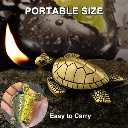 Turtle Lighter, Unique Soft Flame Refillable Butane Lighter, Bronze Metal Cute Tortoise Design, Unique Decorative Piece, for Men & Women (Gas Not Included)