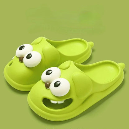 Tongue Kiss Slippers Big Eye Dog Slippers,Cute Funny Big Eye Dog Fun Cartoon Package Head Eva Slippers for Women