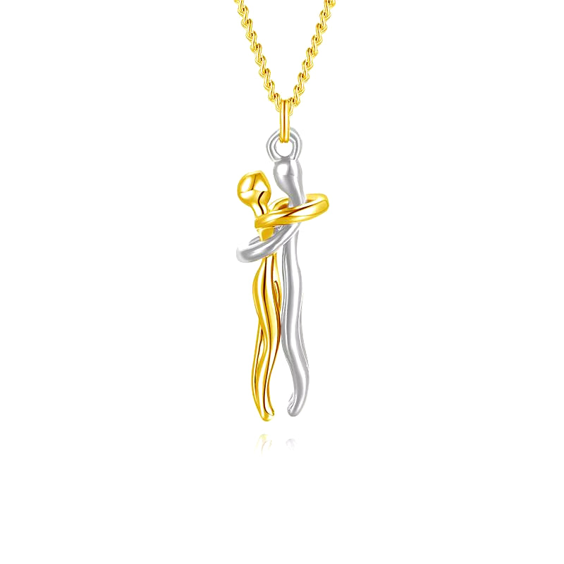 Hug Couples Pendant Necklace for Him and Her, the Tale of Two Lovers Jewelry, Affectionate Hug Necklaces Couple for Women Men
