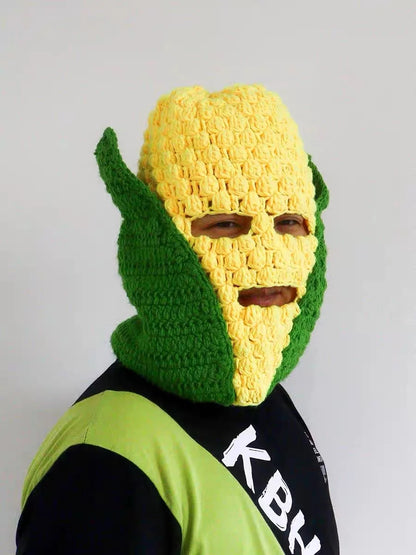 Carnival Party Cosplay Funny Corn Superman Mask Autumn and Winter Warm Wool Handmade Crocheted Hat