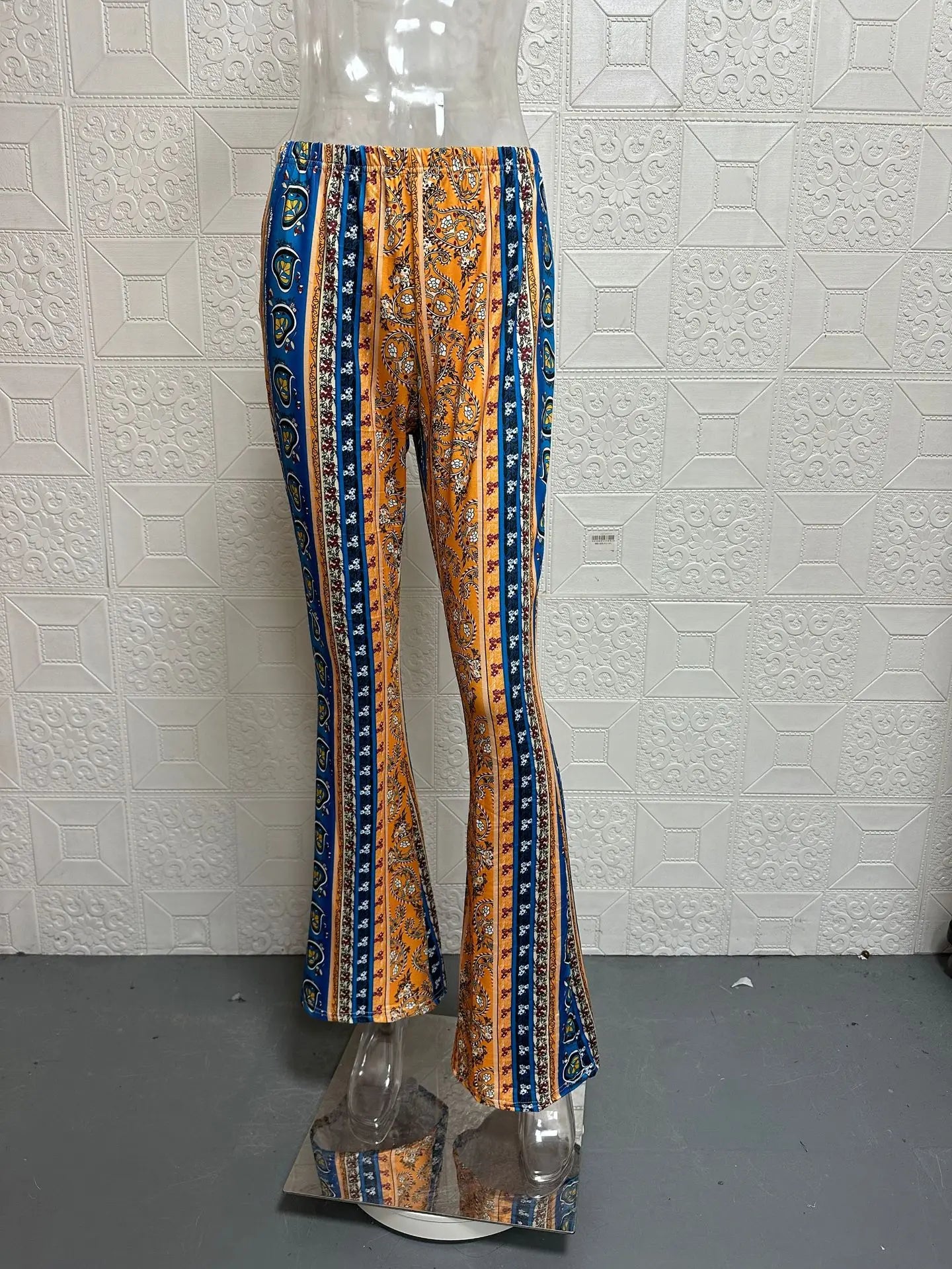 Fashionable New High Elasticity Tight Fitting Micro Flared Printed Casual Pants