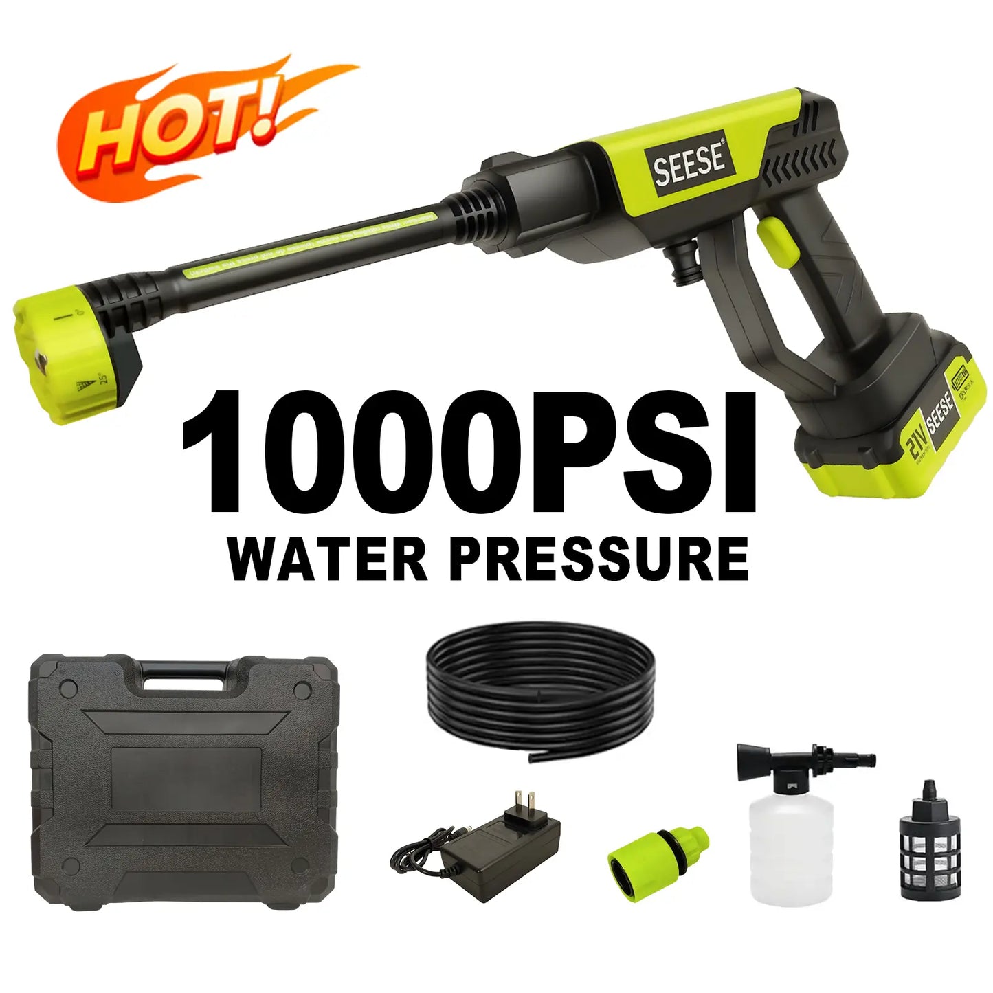 SEESE Cordless Pressure Washer and Single Port Charger Base, Bottle Portable Washer for Car,Home Cleaning & Garden Watering Backtoschool