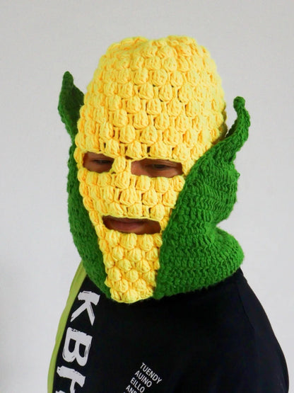 Carnival Party Cosplay Funny Corn Superman Mask Autumn and Winter Warm Wool Handmade Crocheted Hat
