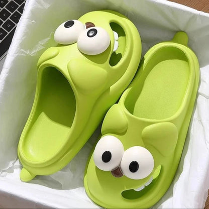 Tongue Kiss Slippers Big Eye Dog Slippers,Cute Funny Big Eye Dog Fun Cartoon Package Head Eva Slippers for Women