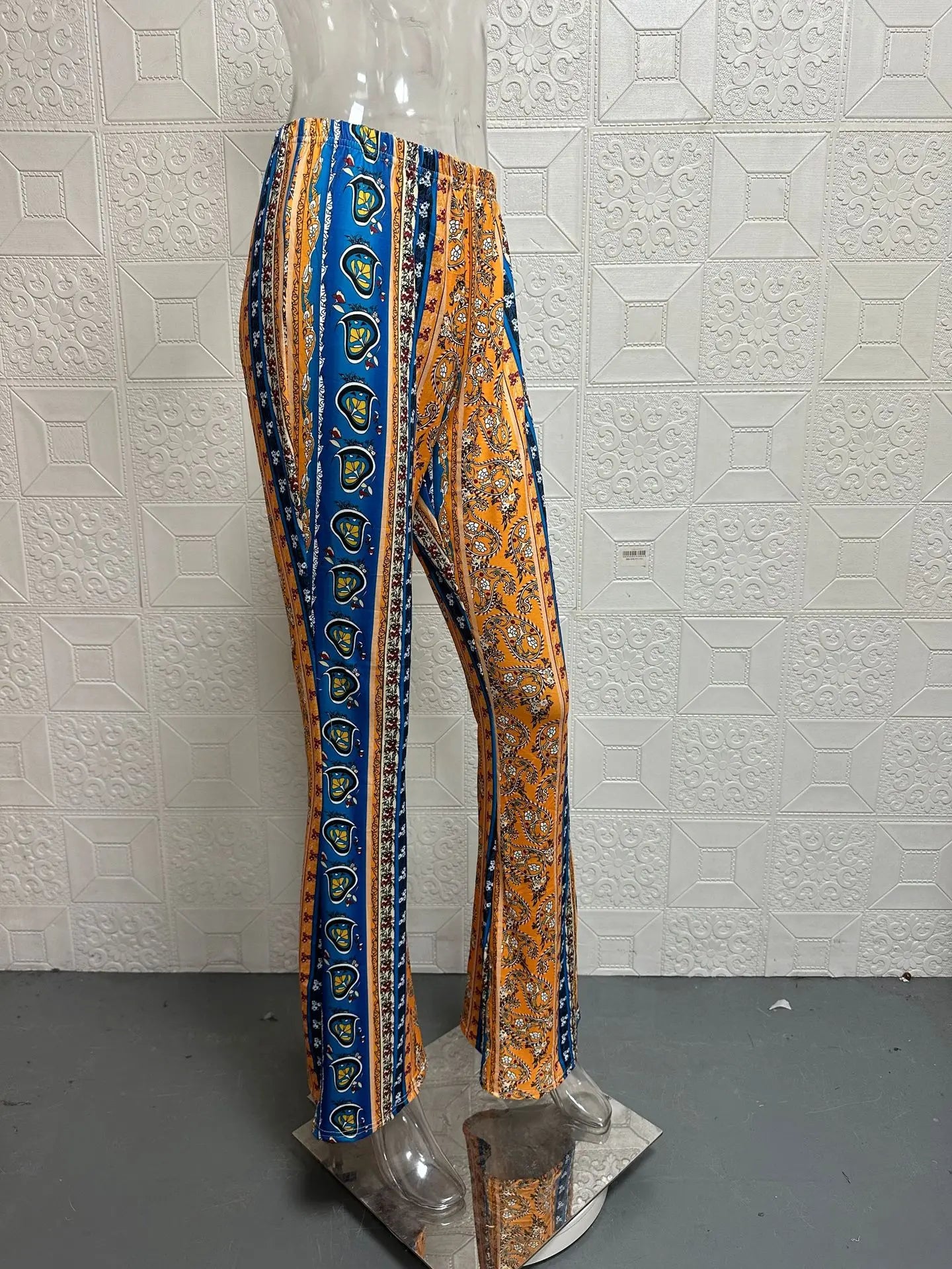 Fashionable New High Elasticity Tight Fitting Micro Flared Printed Casual Pants