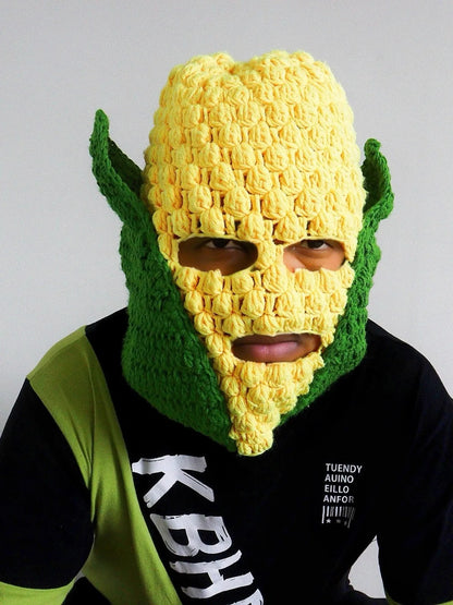 Carnival Party Cosplay Funny Corn Superman Mask Autumn and Winter Warm Wool Handmade Crocheted Hat