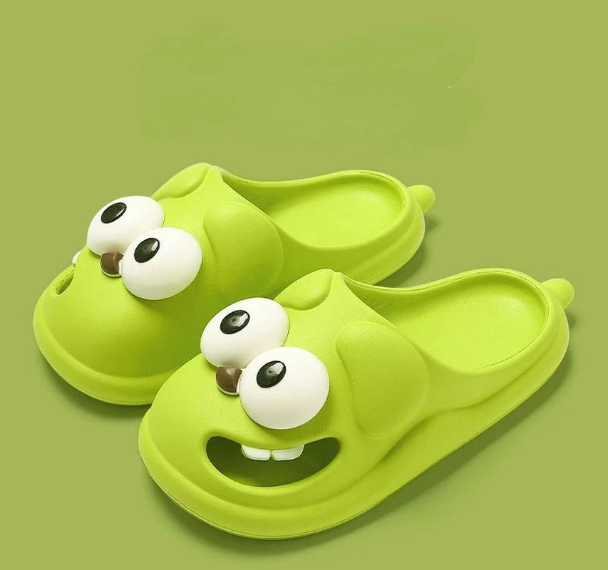 Tongue Kiss Slippers Big Eye Dog Slippers,Cute Funny Big Eye Dog Fun Cartoon Package Head Eva Slippers for Women