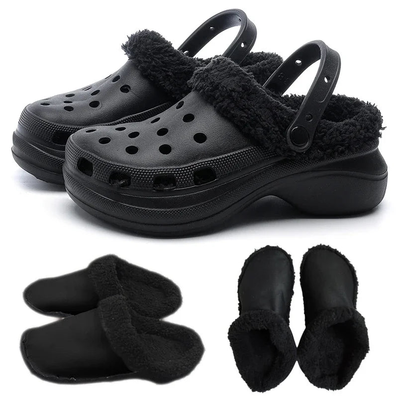 1Pair Hole Shoes Velvet Liner Winter Warm Shoes Covers Thickened Soft Shoes Cover Detachable Cotton Sleeve Plush Inner Liner