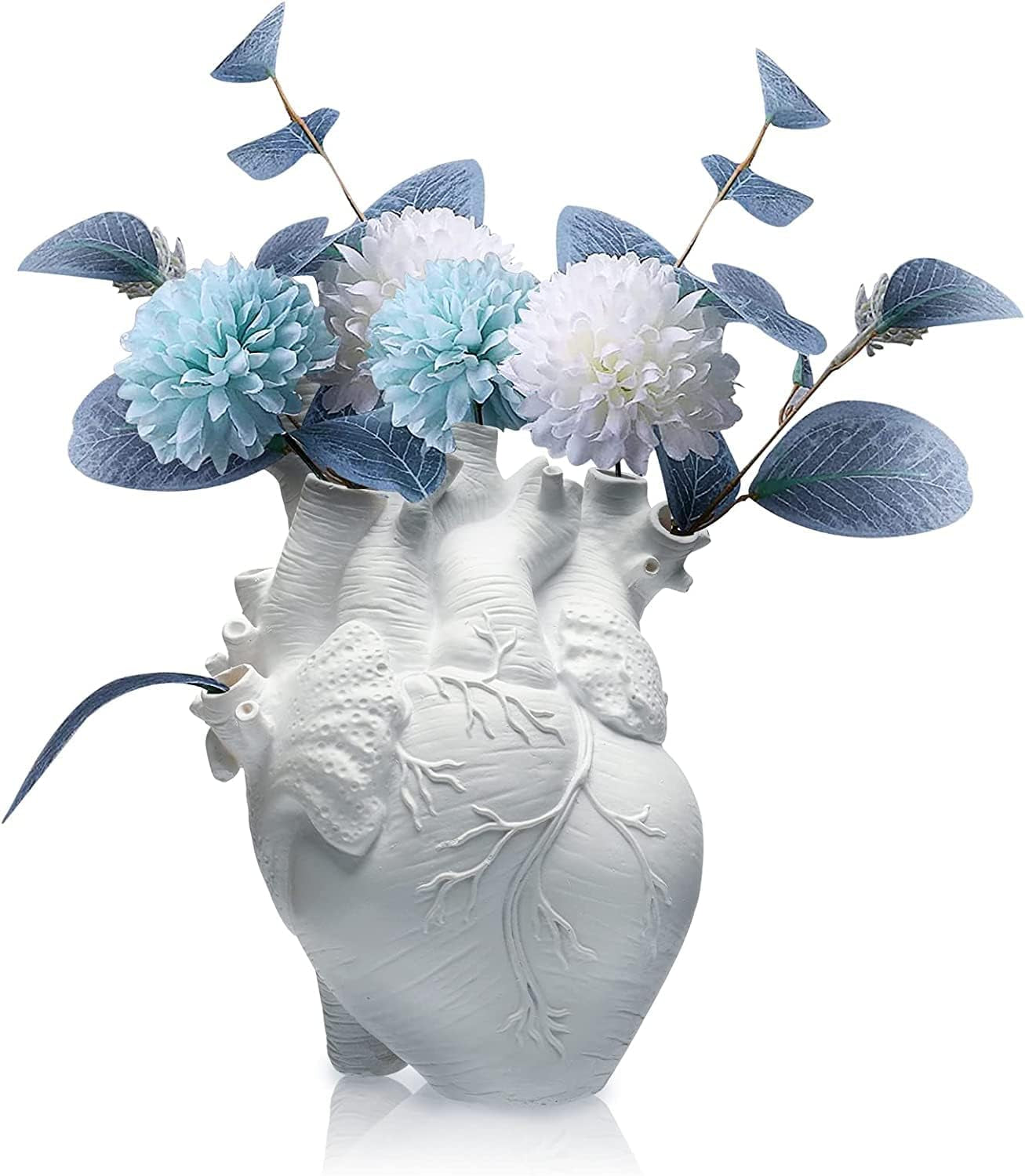 Vase Flower Vases Heart Shaped Decor Resin Flower Pot Modern Unique Nordic Art Style Decorative Vase for Home Wedding Valentine Gift Desktop Living Room Decoration - White