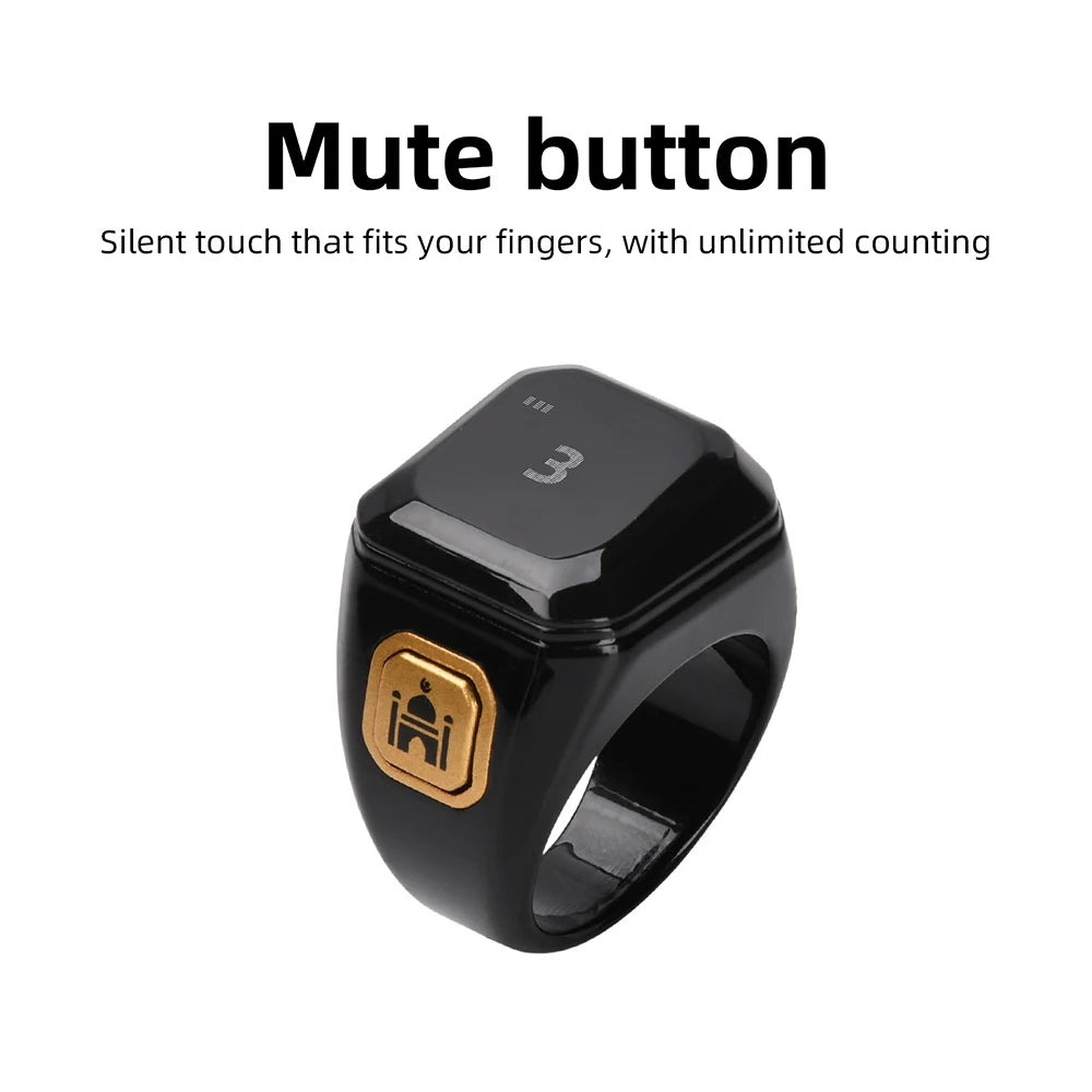 OLED Digital Smart Zikr Ring Counters Bluetooth App Tasbih Tally Counter for Muslims Prayer Time Vibration Reminder Alarm Clock
