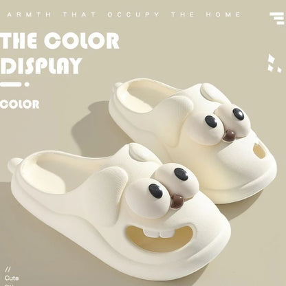 Tongue Kiss Slippers Big Eye Dog Slippers,Cute Funny Big Eye Dog Fun Cartoon Package Head Eva Slippers for Women