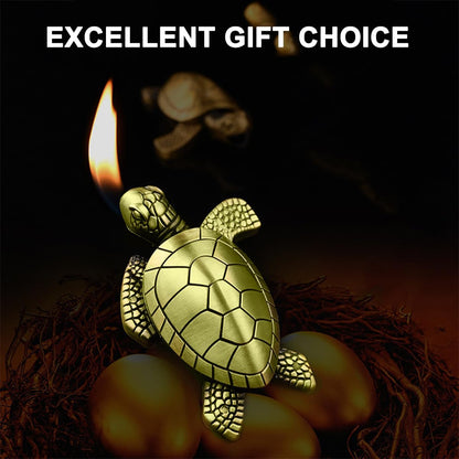 Turtle Lighter, Unique Soft Flame Refillable Butane Lighter, Bronze Metal Cute Tortoise Design, Unique Decorative Piece, for Men & Women (Gas Not Included)