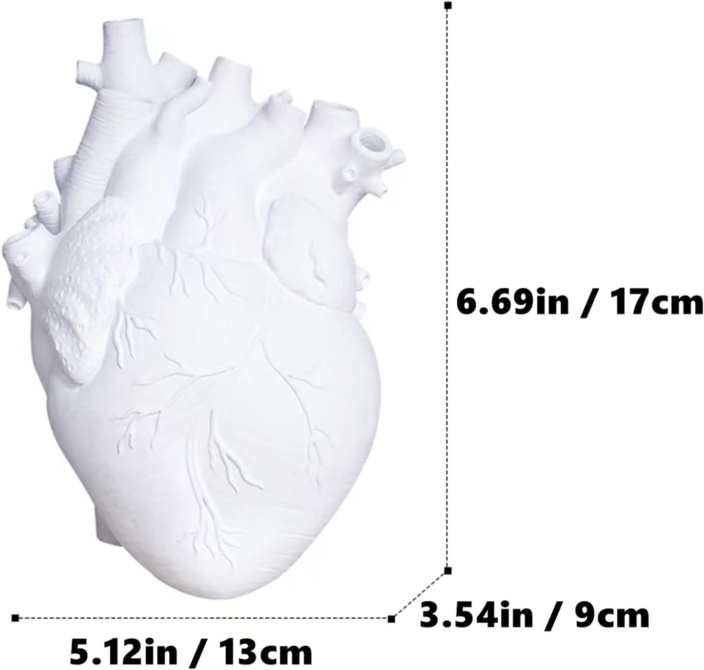 Vase Flower Vases Heart Shaped Decor Resin Flower Pot Modern Unique Nordic Art Style Decorative Vase for Home Wedding Valentine Gift Desktop Living Room Decoration - White