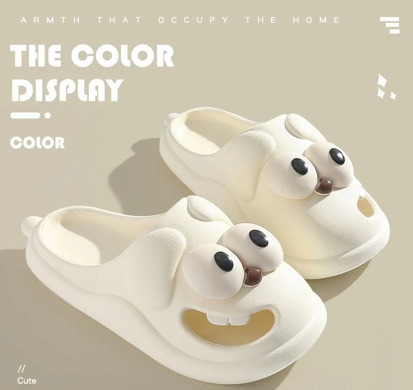 Tongue Kiss Slippers Big Eye Dog Slippers,Cute Funny Big Eye Dog Fun Cartoon Package Head Eva Slippers for Women
