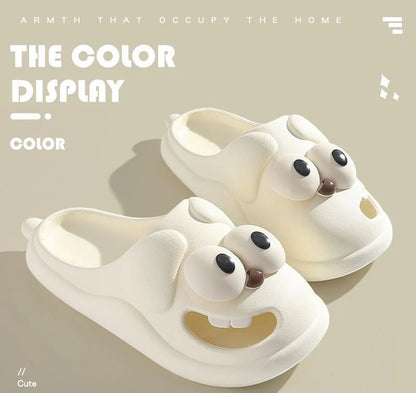 Tongue Kiss Slippers Big Eye Dog Slippers,Cute Funny Big Eye Dog Fun Cartoon Package Head Eva Slippers for Women